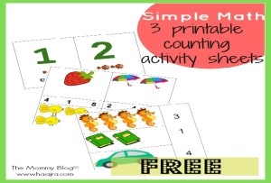 simple math counting activity sheets by The Mommy Blog